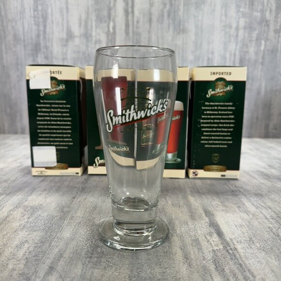 4 Smithwick's 1710 Beer Glass Stemmed Breweriana 6.5" Tall - Picture 1 of 6